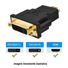 ADAPTADOR CONVERSOR DVI-I DL 24 + 5 FÊMEA X HDMI MACHO